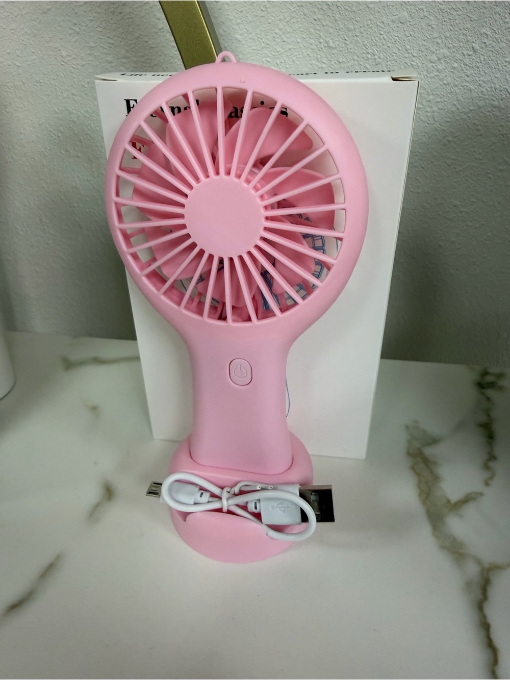 Portable Pink Handheld Fan with USB Charging